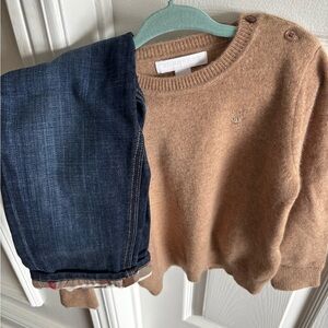 Burberry Camel Crewneck Sweater and jeans for toddler